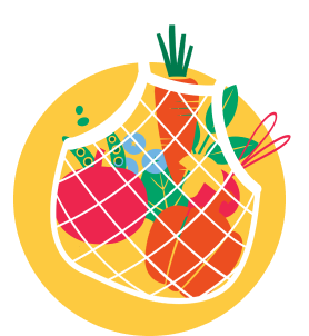 A mesh bag of food - an illustration